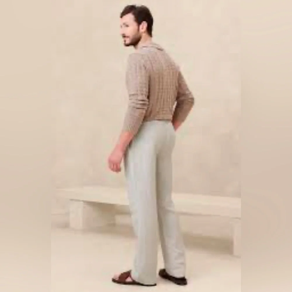 NWT Banana Republic Men’s Onda Linen-Cotton Pull on Pant Size XL